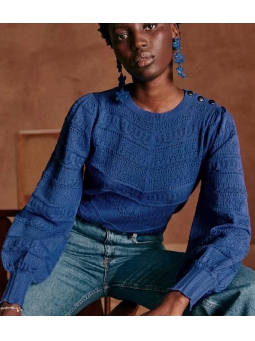 Sézane Soline Jumper in Indigo Size L